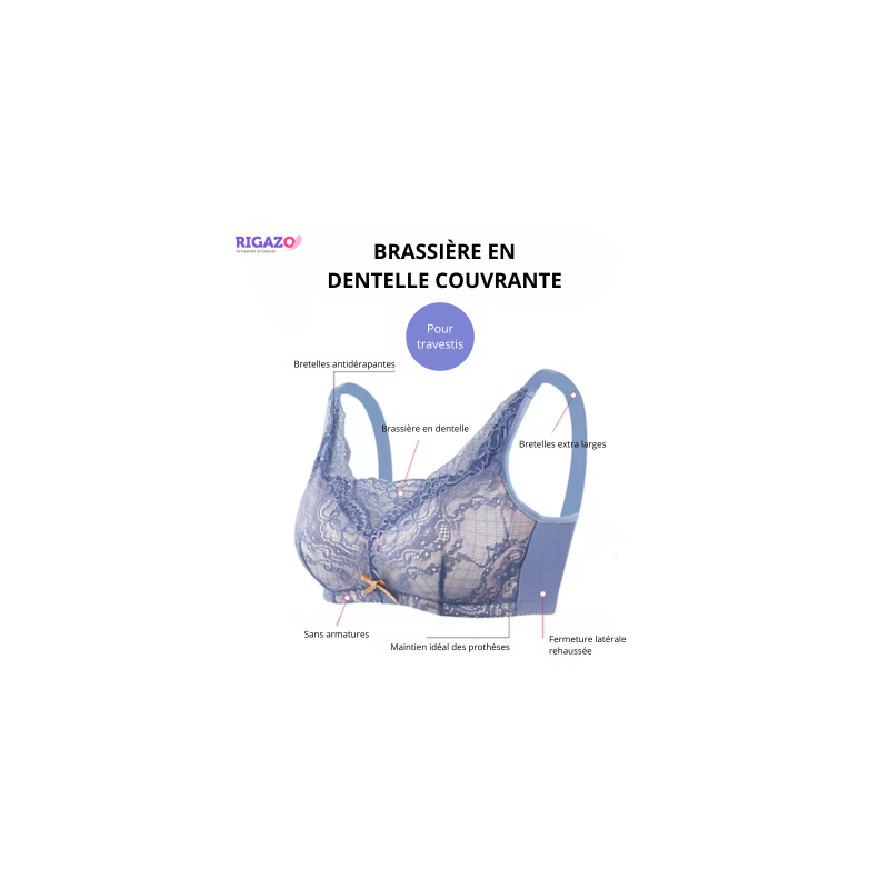 Soutien-gorge à poches bleu en dentelles - Soutiens-gorge à poches pour travestis