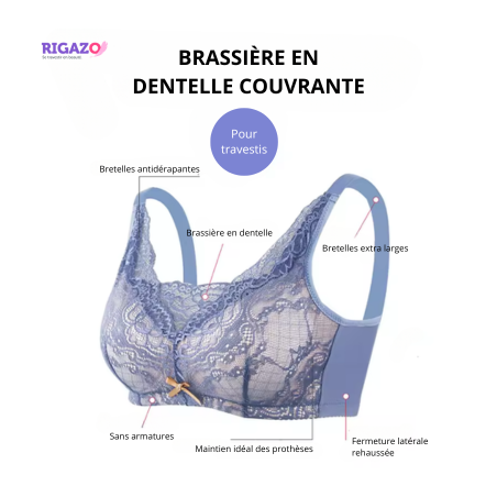 Soutien-gorge à poches bleu en dentelles - Soutiens-gorge à poches pour travestis Soutien-gorge à poches bleu en dentelles - Soutiens-gorge à poches pour travestis